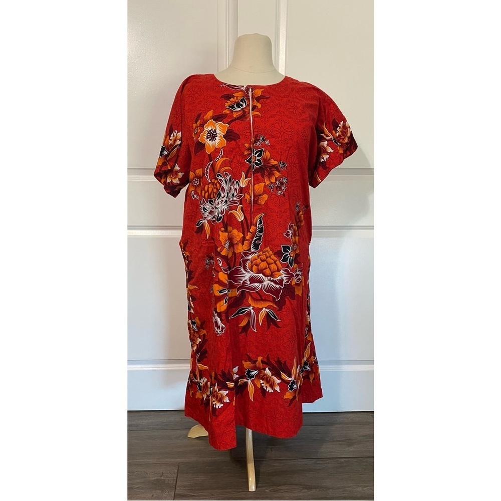 Vintage Batik Floral Muumuu